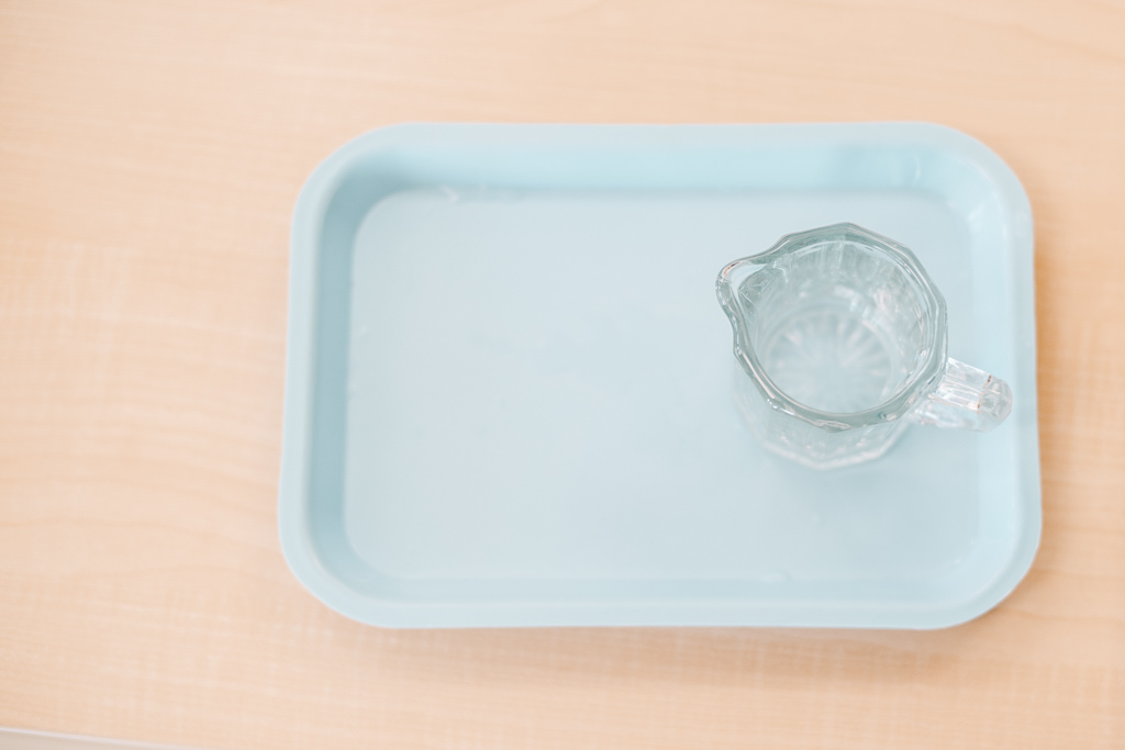 montessori toddler water snack tray
