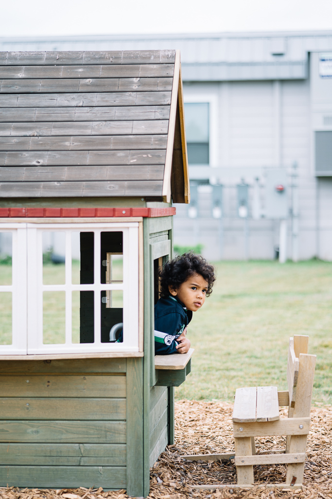preschool kindgergarten playing outside for recess at montessori school